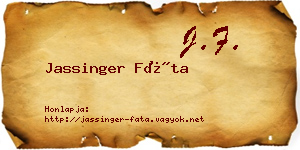 Jassinger Fáta névjegykártya